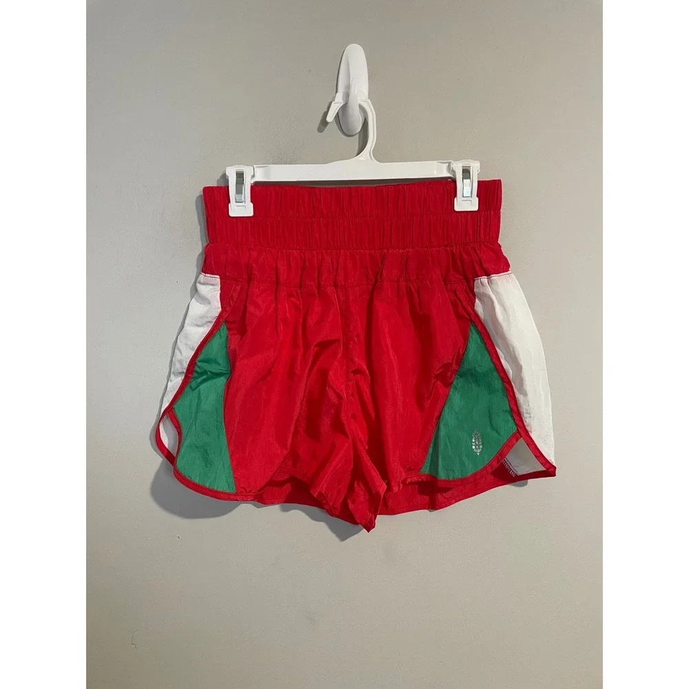 Free People Movement The Way Home Shorts Red and‎ Green Size Large Athleisure